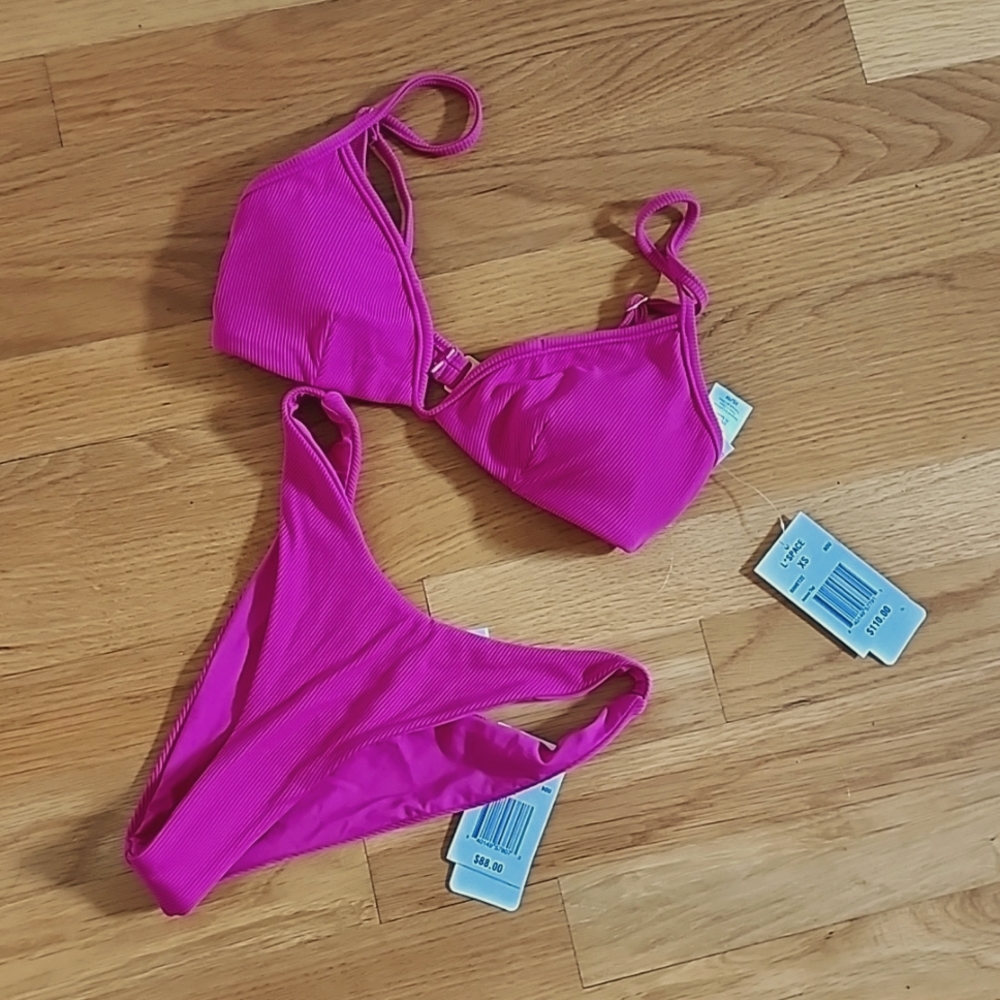 NWT hot pink bikini, top size xs, bottom s
